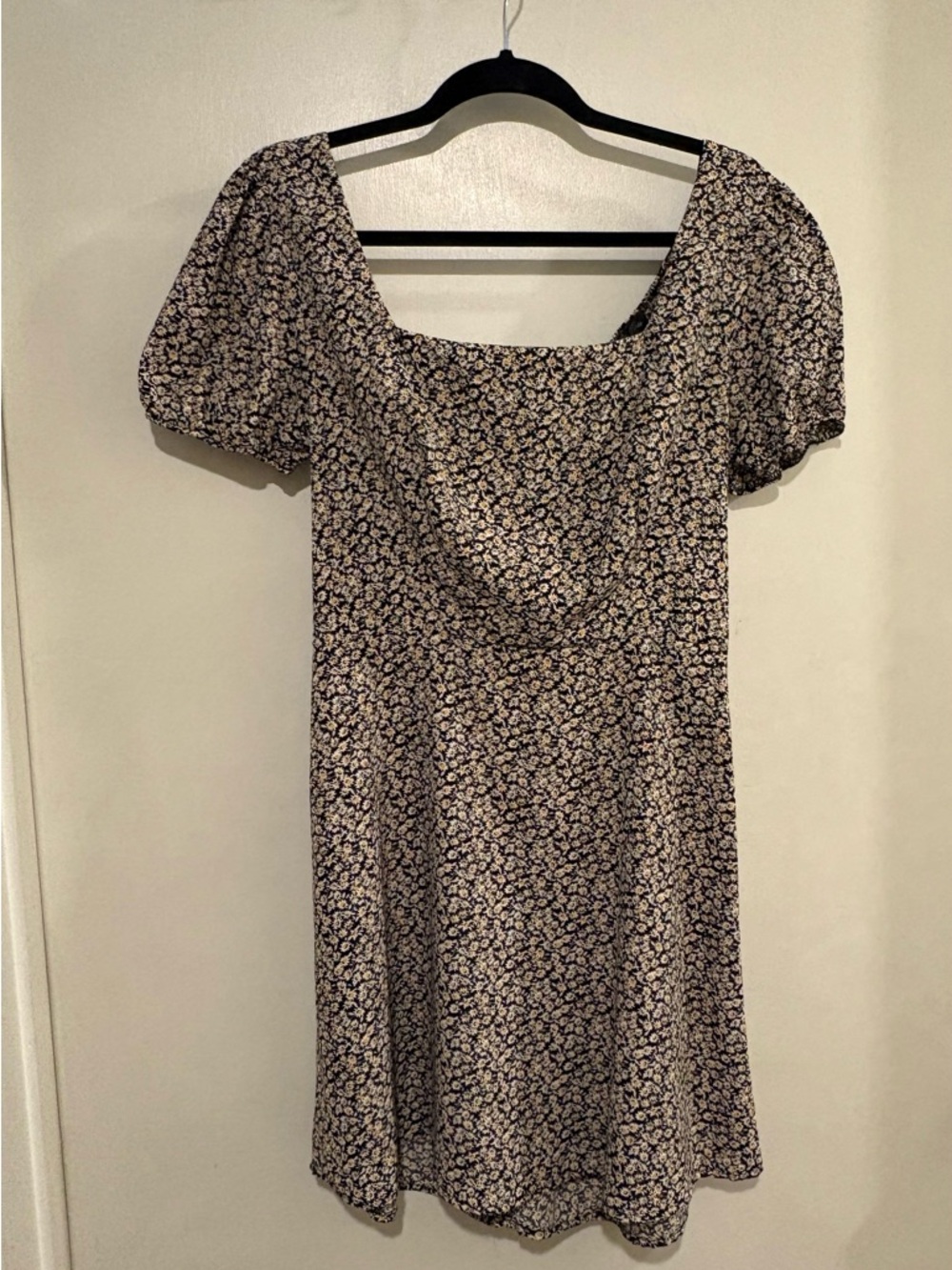 Large Floral Square-Neck Mini Dress